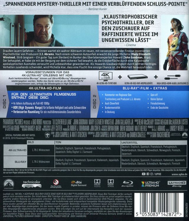 Produktbild: 10 Cloverfield Lane (4K Ultra HD) (+ Blu-ray 2D)
