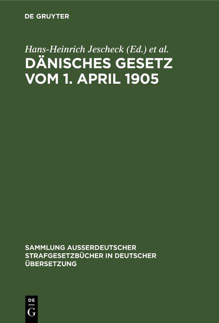 Produktbild: D&auml;nisches Gesetz vom 1. April 1905