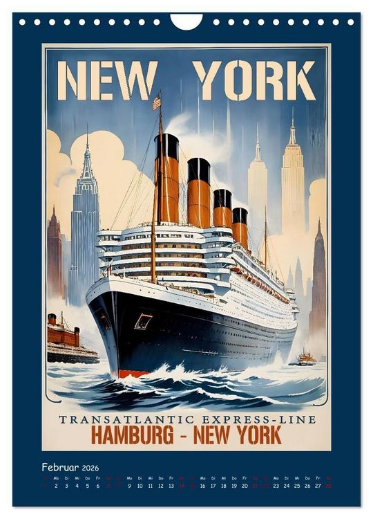 Produktbild: Vintage Schiffsplakate - nostalgische Kreuzfahrt um die Welt (Wandkalender 2026 DIN A4 hoch), CALVENDO Monatskalender