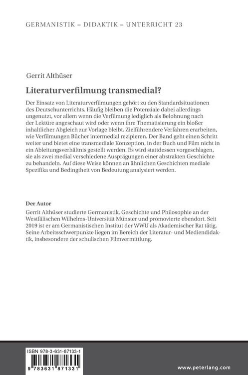 Produktbild: Literaturverfilmung transmedial?