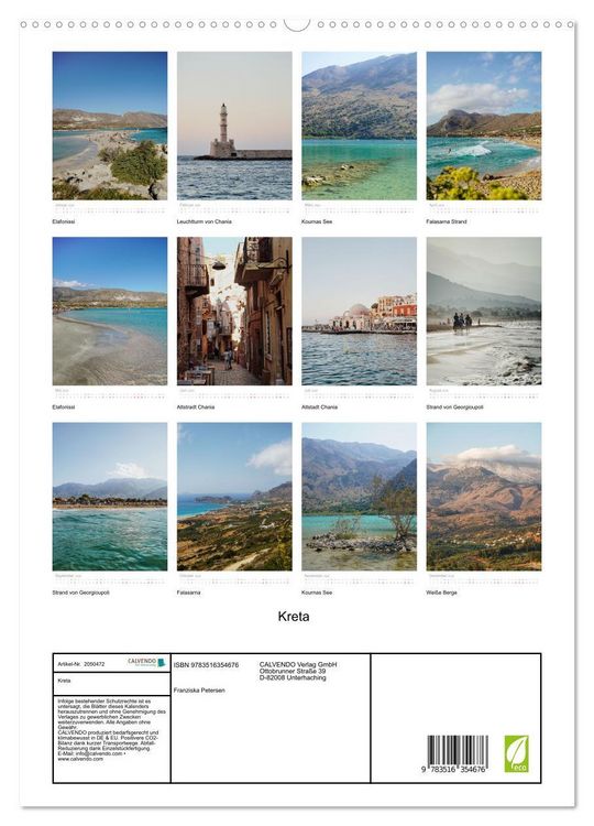 Produktbild: Kreta (hochwertiger Premium Wandkalender 2026 DIN A2 hoch), Kunstdruck in Hochglanz