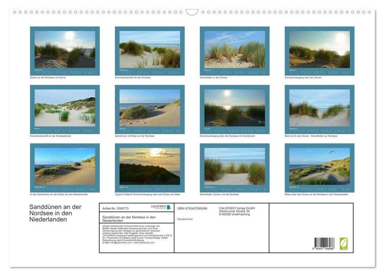 Produktbild: Sandd&uuml;nen an der Nordsee in den Niederlanden (Wandkalender 2026 DIN A2 quer), CALVENDO Monatskalender