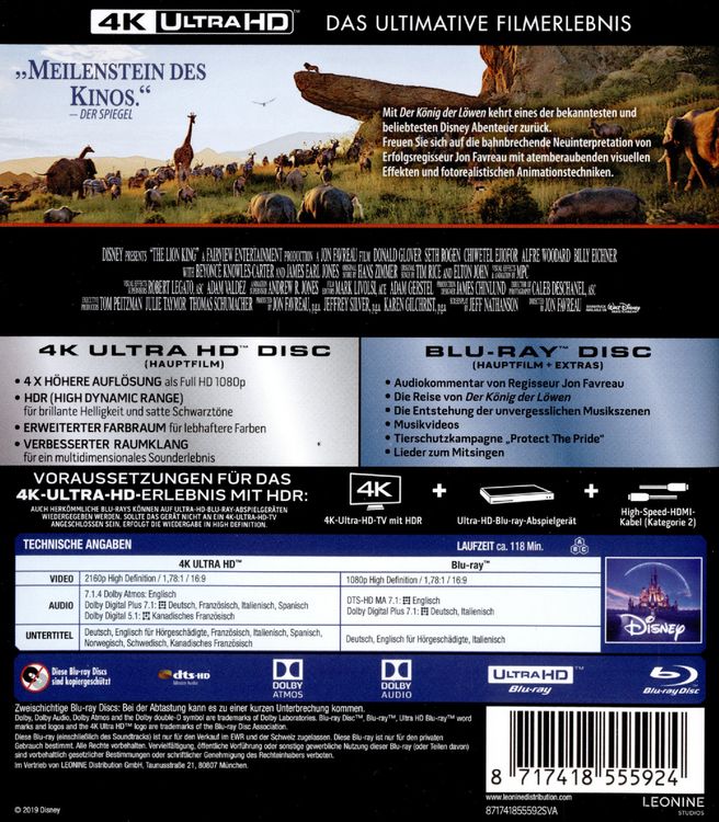 Produktbild: Der K&ouml;nig der L&ouml;wen (4K Ultra HD) (+ Blu-ray 2D)