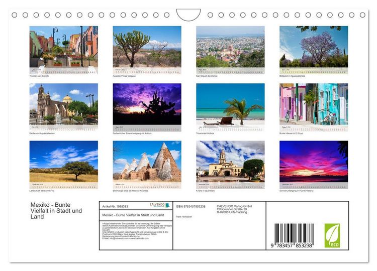 Produktbild: Mexiko - Bunte Vielfalt in Stadt und Land (Wandkalender 2026 DIN A4 quer), CALVENDO Monatskalender