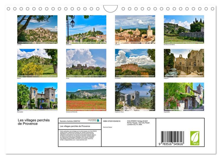 Produktbild: Les villages perch&eacute;s de Provence (Calendrier mural 2026 DIN A4 vertical), CALVENDO calendrier mensuel