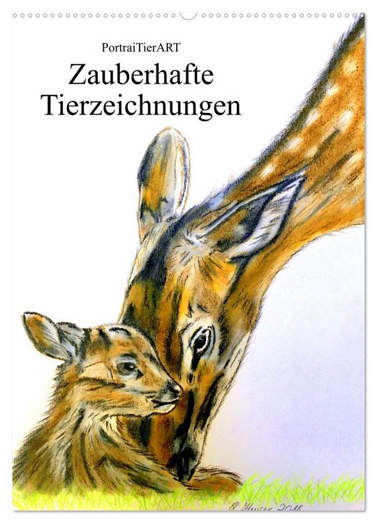 Produktbild: PortraiTierART Zauberhafte Tierzeichnungen (Wandkalender 2026 DIN A2 hoch), CALVENDO Monatskalender