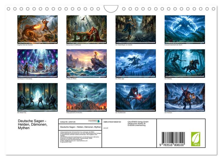 Produktbild: Deutsche Sagen - Helden, D&auml;monen, Mythen (Wandkalender 2027 DIN A4 quer), CALVENDO Monatskalender