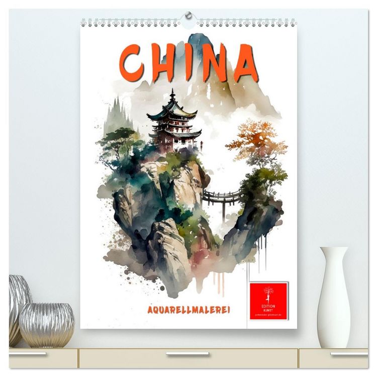 Produktbild: China - Aquarellmalerei (hochwertiger Premium Wandkalender 2026 DIN A2 hoch), Kunstdruck in Hochglanz
