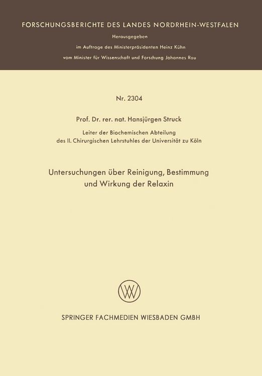 Produktbild: Untersuchungen &uuml;ber Reinigung, Bestimmung und Wirkung der Relaxin