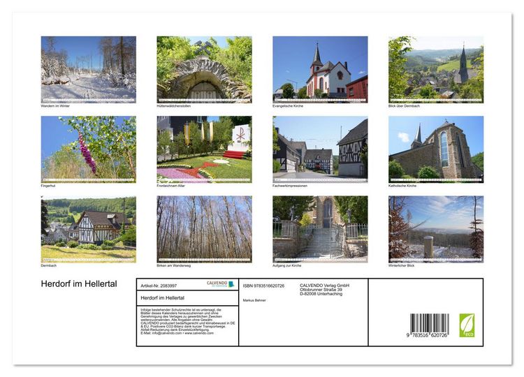 Produktbild: Herdorf im Hellertal (hochwertiger Premium Wandkalender 2026 DIN A2 quer), Kunstdruck in Hochglanz