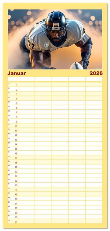 Produktbild: Familienplaner 2026 - American Football - im Team zum Sieg mit 5 Spalten (Wandkalender, 21 x 45 cm) CALVENDO