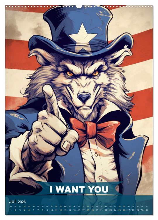 Produktbild: I want you im tierischen Design (hochwertiger Premium Wandkalender 2026 DIN A2 hoch), Kunstdruck in Hochglanz