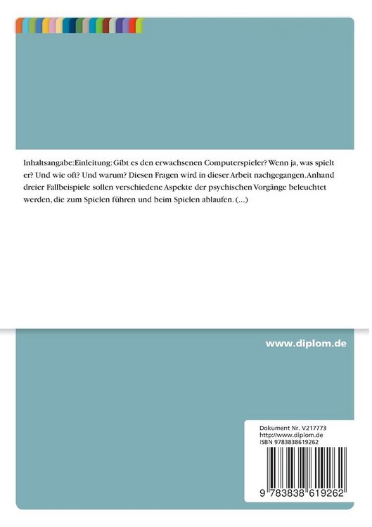 Produktbild: Computerspiele versus Spieler