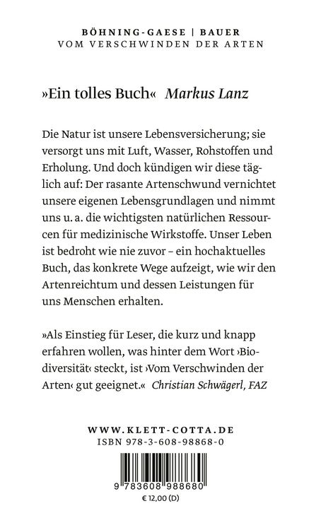 Produktbild: Vom Verschwinden der Arten