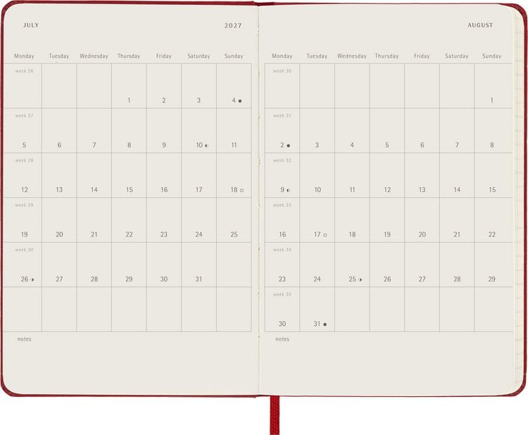 Produktbild: Moleskine 18 Monate Wochen Notizk. 26/27 A6 1W=1S Geb Rot