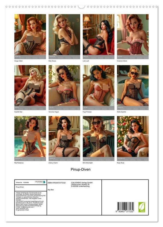 Produktbild: Pinup-Diven (hochwertiger Premium Wandkalender 2026 DIN A2 hoch), Kunstdruck in Hochglanz
