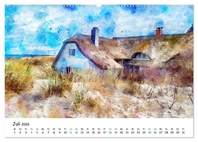 Produktbild: Aquarell Illustrationen vom Dar&szlig; (hochwertiger Premium Wandkalender 2026 DIN A2 quer), Kunstdruck in Hochglanz