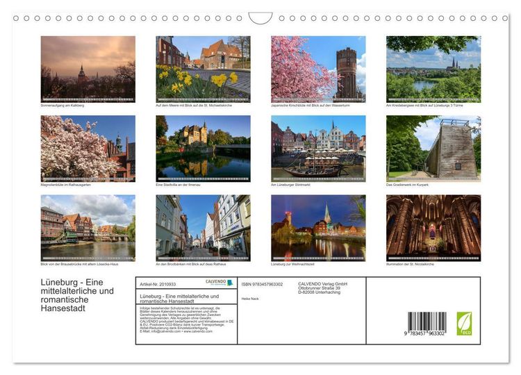 Produktbild: L&uuml;neburg - Eine mittelalterliche und romantische Hansestadt (Wandkalender 2026 DIN A3 quer), CALVENDO Monatskalender