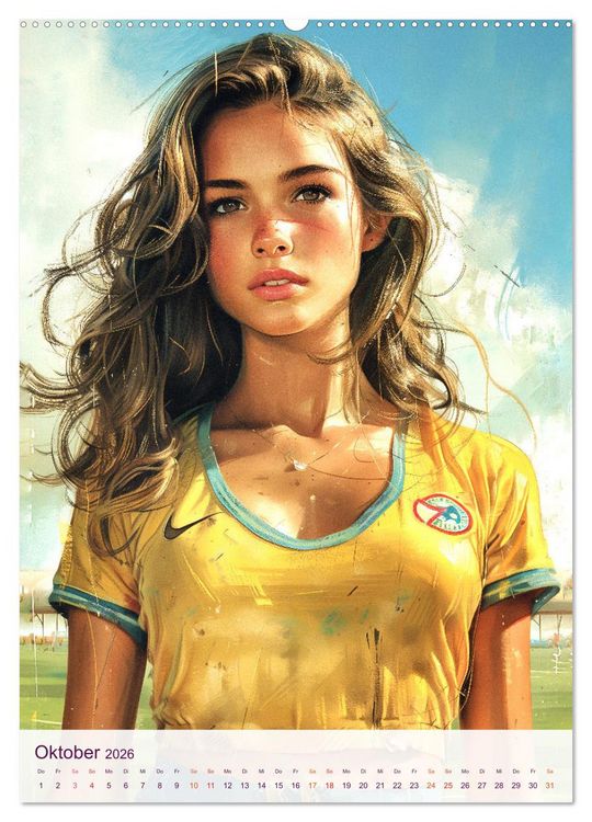Produktbild: Frauenfu&szlig;ball - Old School Poster Style (Wandkalender 2026 DIN A2 hoch), CALVENDO Monatskalender