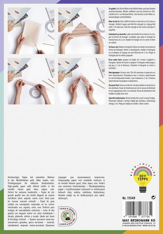Produktbild: Folia Designpapierblock HOTFOIL 165g/m&sup2;, DIN A4, 12 Blatt, 12 Motive