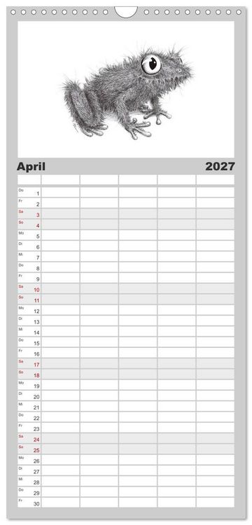 Produktbild: Familienplaner 2027 - TIERONISCH mit 5 Spalten (Wandkalender, 21 x 45 cm) CALVENDO