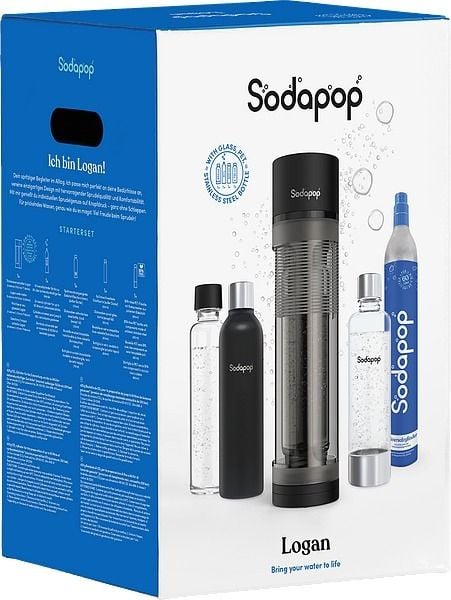 Produktbild: SODAPOP Wassersprudler Logan mit Glasflasche, PET Flasche, Edelstahlflasche & CO2-Zylinder