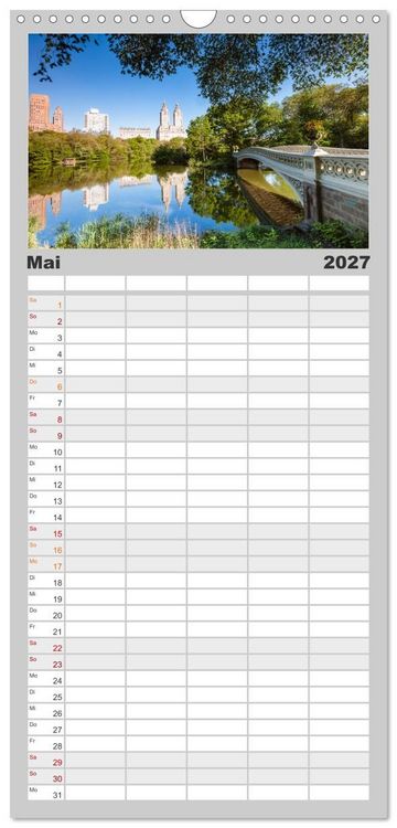 Produktbild: Familienplaner 2027 - New York City - Atemberaubende Ansichten mit 5 Spalten (Wandkalender, 21 x 45 cm) CALVENDO