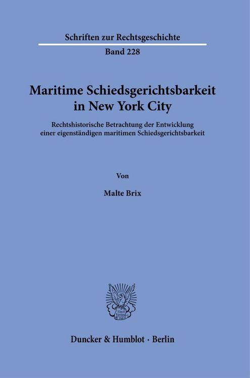 Produktbild: Maritime Schiedsgerichtsbarkeit in New York City