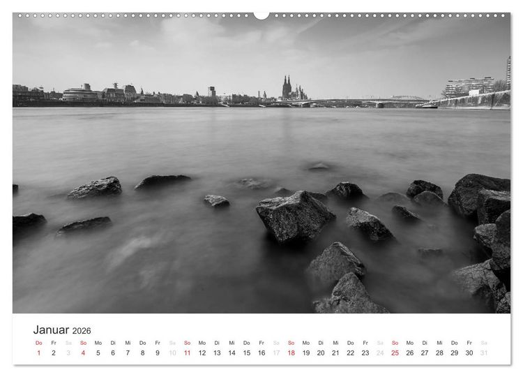 Produktbild: K&ouml;ln - monochrome Ansichten (hochwertiger Premium Wandkalender 2026 DIN A2 quer), Kunstdruck in Hochglanz