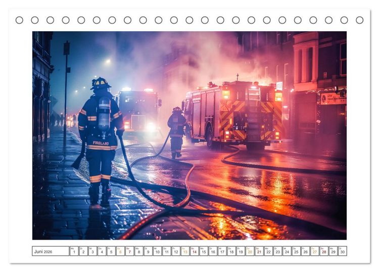 Produktbild: Helden im Einsatz - M&auml;nner und Frauen im Feuerwehrdienst (Tischkalender 2026 DIN A5 quer), CALVENDO Monatskalender