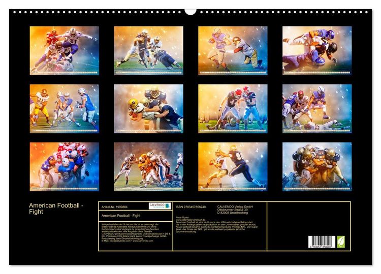 Produktbild: American Football - Fight (Wandkalender 2026 DIN A2 quer), CALVENDO Monatskalender