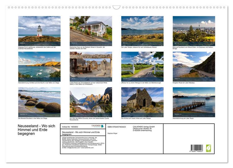 Produktbild: Neuseeland - Wo sich Himmel und Erde begegnen (Wandkalender 2026 DIN A2 quer), CALVENDO Monatskalender