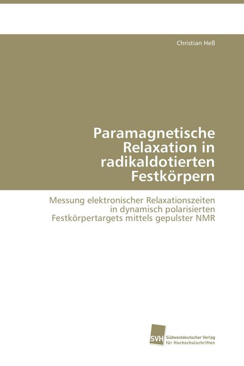 Produktbild: Paramagnetische Relaxation in radikaldotierten Festk&ouml;rpern
