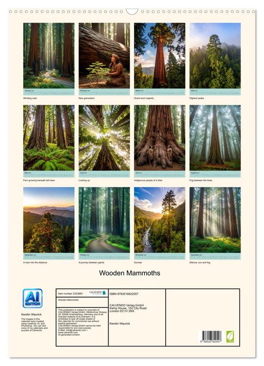 Produktbild: Wooden Mammoths (Wall Calendar 2027 DIN A2 portrait), CALVENDO 12 Month Wall Calendar