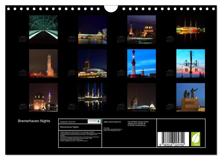 Produktbild: Bremerhaven Nights (Wandkalender 2026 DIN A4 quer), CALVENDO Monatskalender