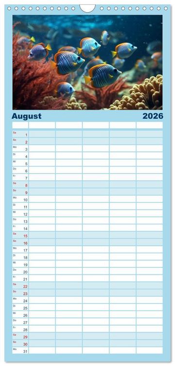 Produktbild: Familienplaner 2026 - Fischfantasie mit 5 Spalten (Wandkalender, 21 x 45 cm) CALVENDO