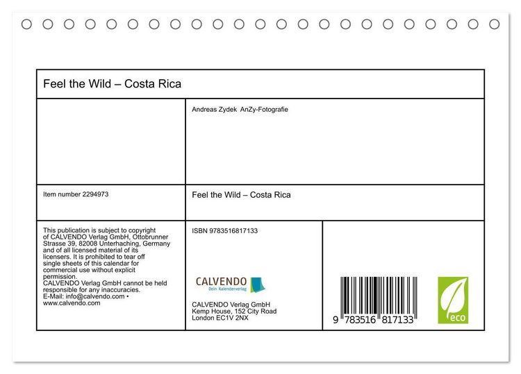 Produktbild: Feel the Wild &ndash; Costa Rica (Desk Calendar 2027 DIN A5 landscape), CALVENDO 12 Month DeskCalendar