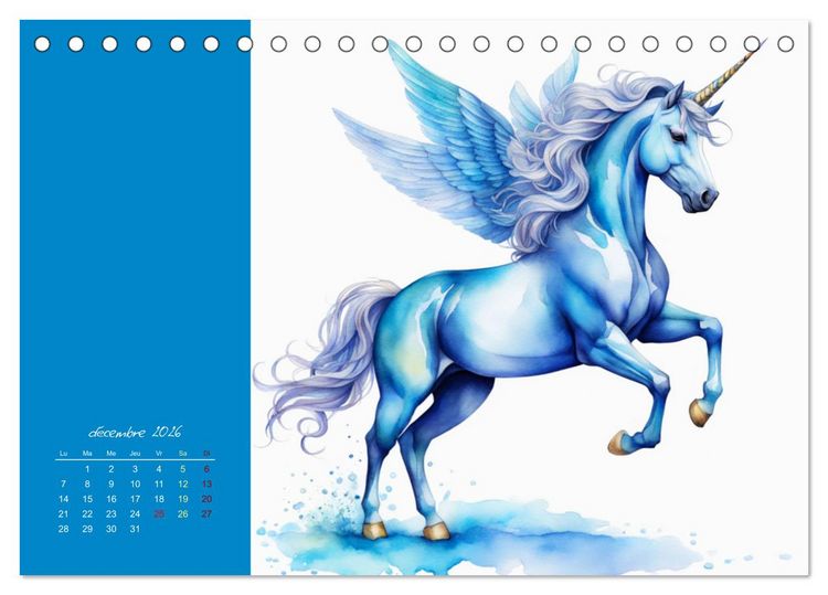 Produktbild: Les licornes (Calendrier de bureau 2026 DIN A5 vertical), CALVENDO calendrier mensuel