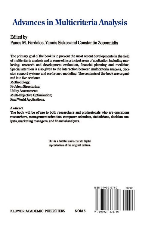 Produktbild: Advances in Multicriteria Analysis