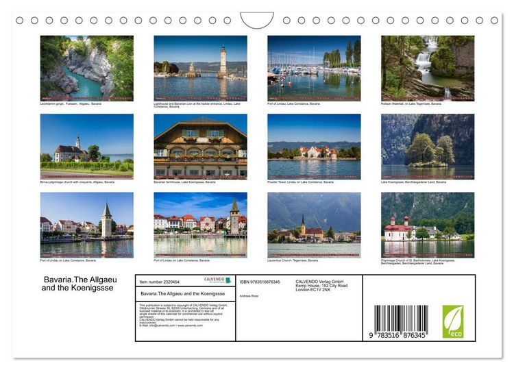 Produktbild: Bavaria.The Allgaeu and the Koenigssse (Wall Calendar 2027 DIN A4 landscape), CALVENDO 12 Month Wall Calendar