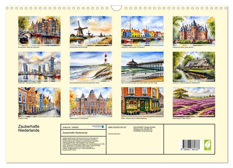 Produktbild: Zauberhafte Niederlande (Wandkalender 2026 DIN A3 quer), CALVENDO Monatskalender