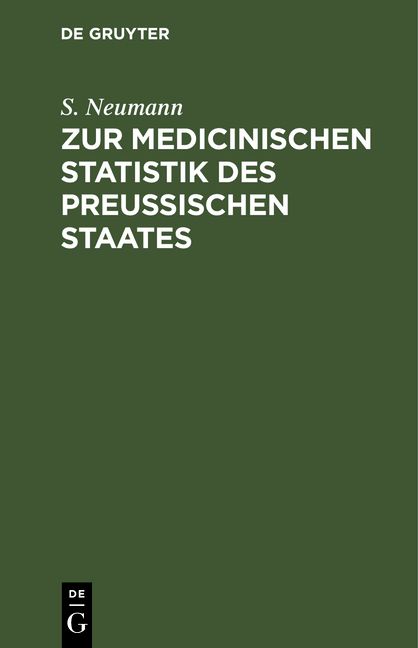 Produktbild: Zur medicinischen Statistik des preussischen Staates
