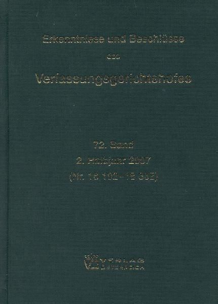 Produktbild: Erkenntnisse und Beschl&uuml;sse des Verfassungsgerichtshofes