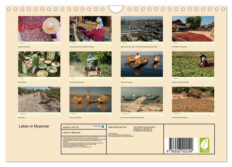 Produktbild: Leben in Myanmar (Wandkalender 2026 DIN A4 quer), CALVENDO Monatskalender