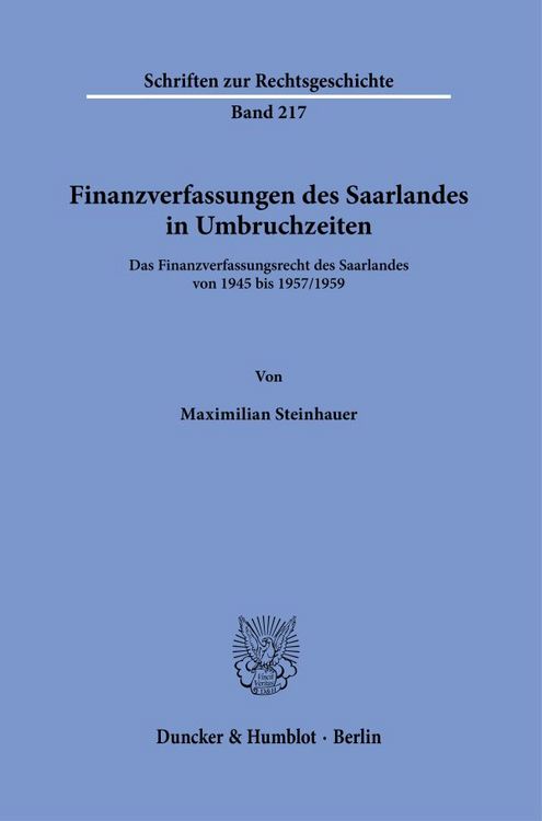 Produktbild: Finanzverfassungen des Saarlandes in Umbruchzeiten.