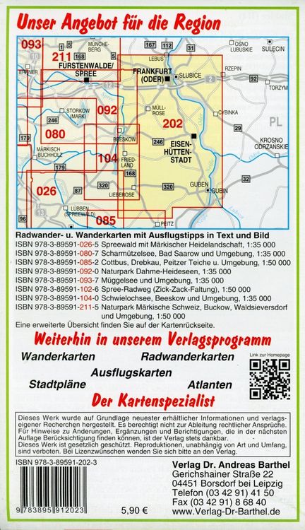 Produktbild: Gro&szlig;e Radwander- und Wanderkarte Naturpark Schlaubetal, Frankfurt (Oder), Guben, Eisenh&uuml;ttenstadt und Umgebung