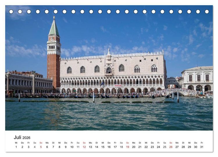 Produktbild: Die Attraktionen von Venedig (Tischkalender 2026 DIN A5 quer), CALVENDO Monatskalender