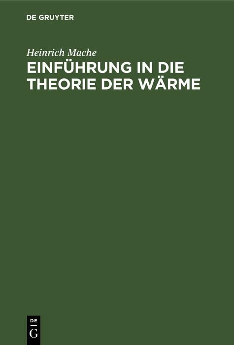Produktbild: Einf&uuml;hrung in die Theorie der W&auml;rme