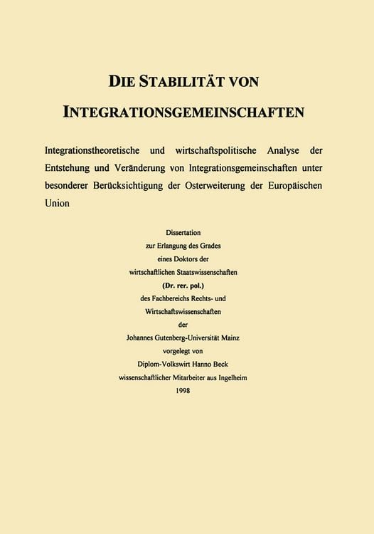 Produktbild: Die Stabilit&auml;t von Integrationsgemeinschaften
