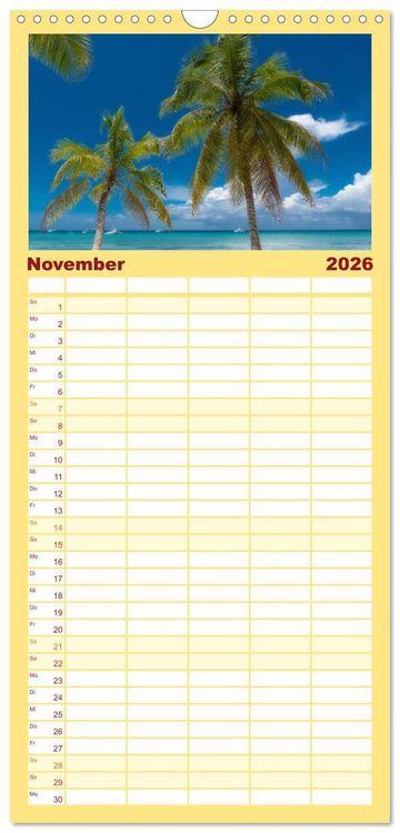 Produktbild: Familienplaner 2026 - Karibik Traum Isla Saona mit 5 Spalten (Wandkalender, 21 x 45 cm) CALVENDO